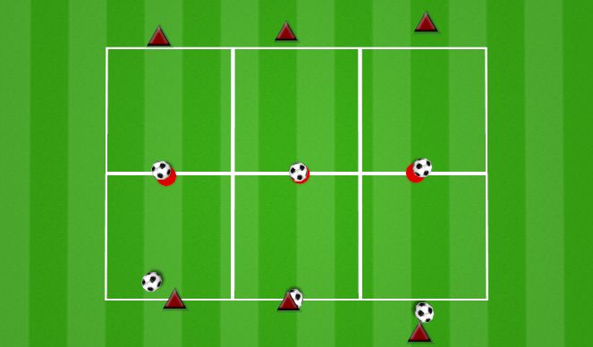 Football/Soccer Session Plan Drill (Colour): PASSING CONE KNOCKDOWN