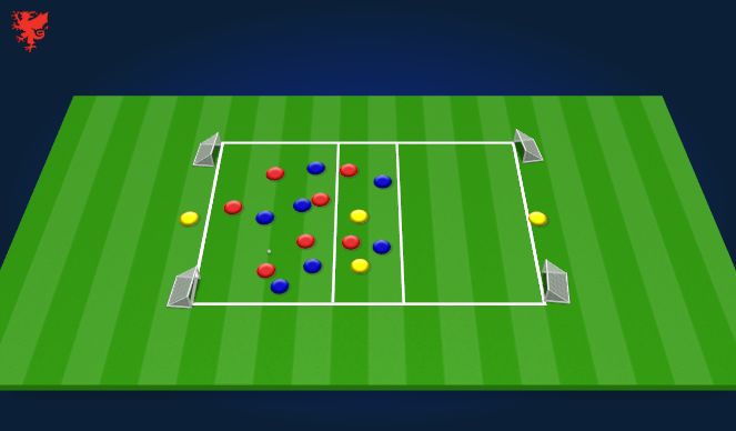 Football/Soccer Session Plan Drill (Colour): 7v7+4 directioal high pressing SSG