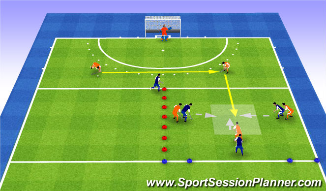 Hockey Session Plan Drill (Colour): Full press 5v4