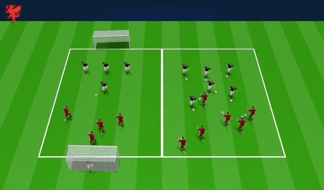 Football/Soccer Session Plan Drill (Colour): warm up/arrival activity