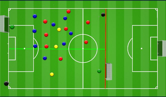 Football/Soccer Session Plan Drill (Colour): 8vs8+3 auf Diagonale Tore