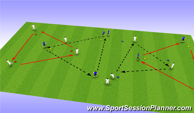 Football/Soccer Session Plan Drill (Colour): Passing Triangles Harder