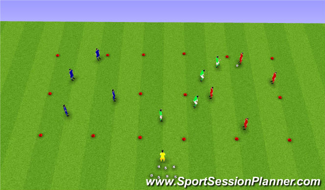 Football/Soccer Session Plan Drill (Colour): Small-Sided 4v4v4 