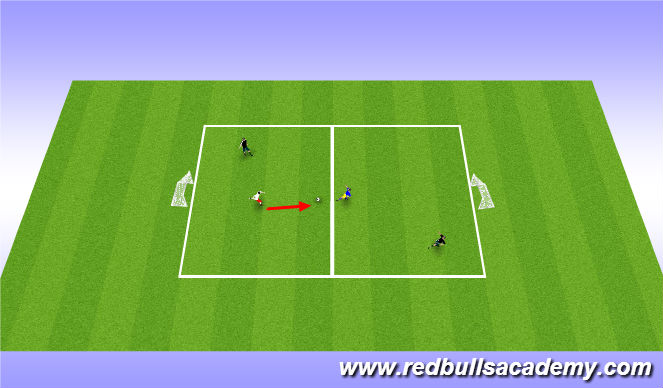Football/Soccer Session Plan Drill (Colour): 1 vs 1 + 1 in Attacking half