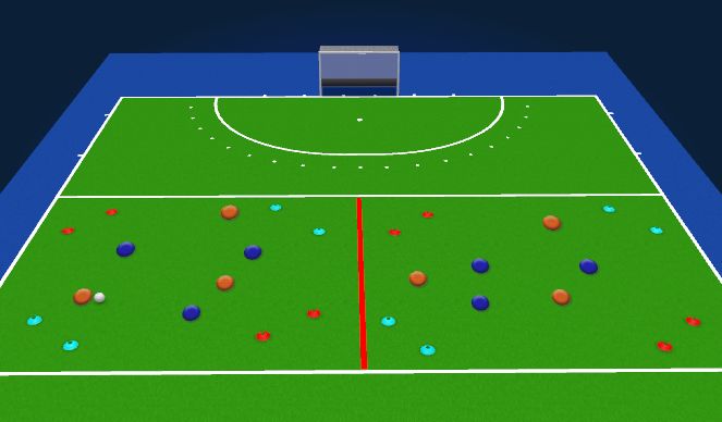 Hockey Session Plan Drill (Colour): 3v3 short and wide