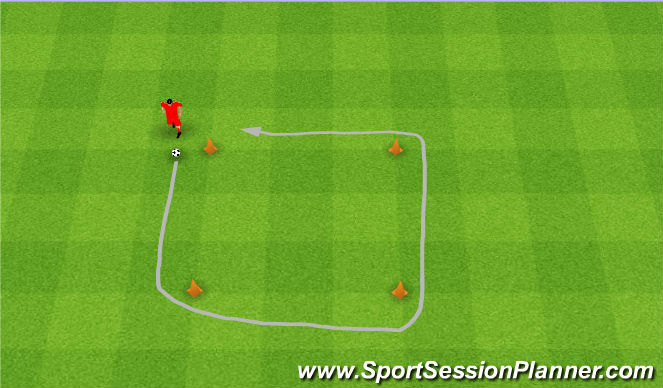 Football/Soccer Session Plan Drill (Colour): Square dribble. Prowadzenie piłki po kwadracie.