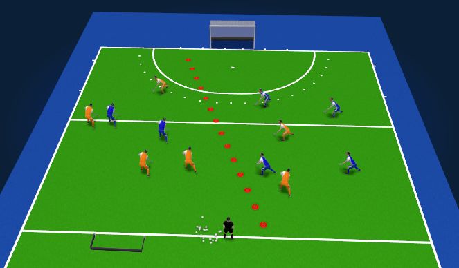 Hockey Session Plan Drill (Colour): Balkant-helpkant optie 2