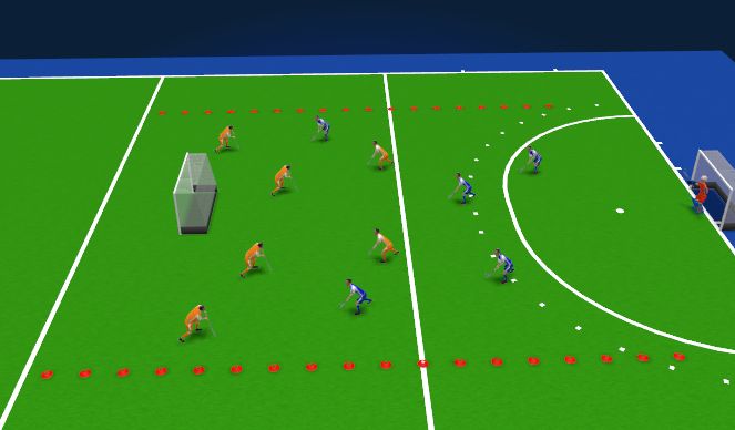 Hockey Session Plan Drill (Colour): Partijtje 7-6 (of 6-5)