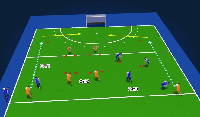 Hockey Session Plan Drill (Colour): Warming up jabben + 1 tegen 1
