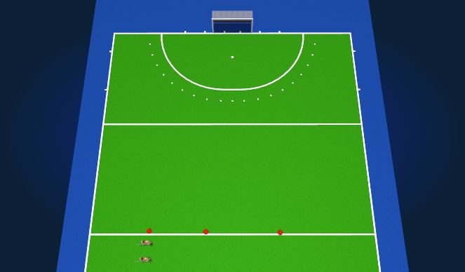 Hockey Session Plan Drill (Colour): Warming up - wie heeft pion als eerste over 23 mtr