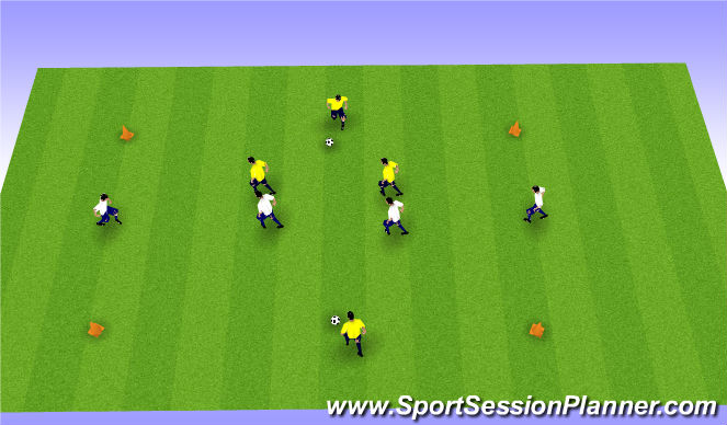Football/Soccer Session Plan Drill (Colour): Shielding in controlled game situations