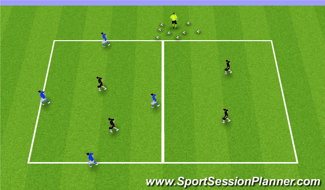 Football/Soccer Session Plan Drill (Colour): GU12: 4v2's Warm-up