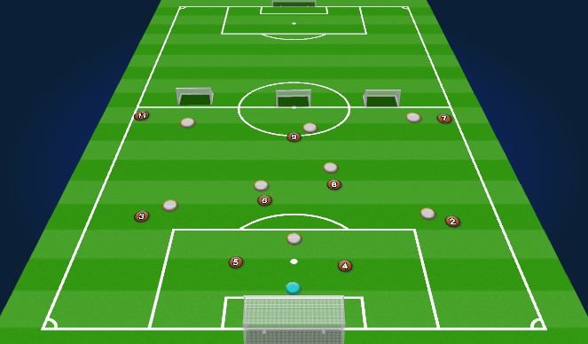 Football/Soccer Session Plan Drill (Colour): 9 vs 8 to small goals