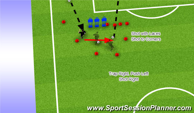 Football/Soccer Session Plan Drill (Colour): Left Winger Shooting Station