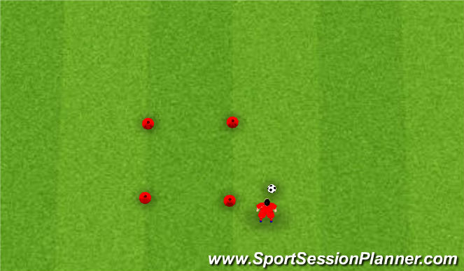 Football/Soccer Session Plan Drill (Colour): 4 Cone Square - Regular