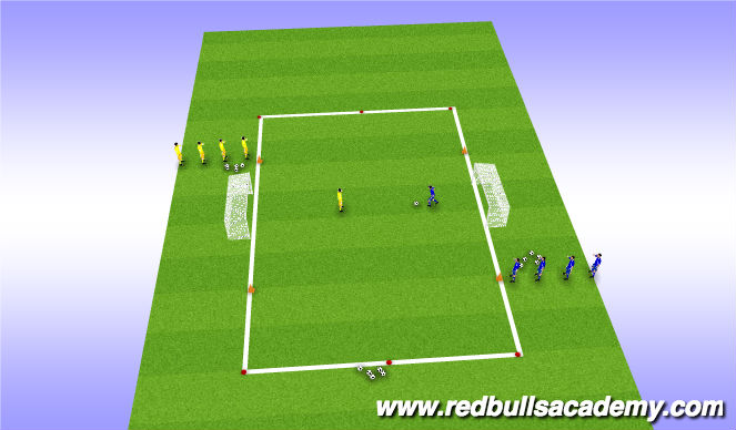 Football/Soccer Session Plan Drill (Colour): 1 v. 1s in transition