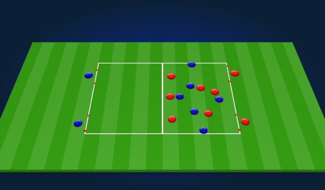 Football/Soccer Session Plan Drill (Colour): 6v6+4 Breaking lines