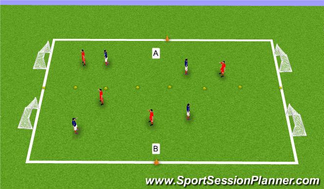 Football/Soccer Session Plan Drill (Colour): Long zone game.