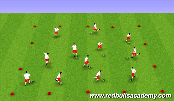 Football/Soccer Session Plan Drill (Colour): Warm-Up: Dribbling Foundation
