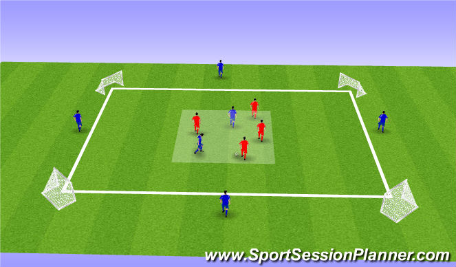 Football/Soccer Session Plan Drill (Colour): 4v2-/ 6v4 possession