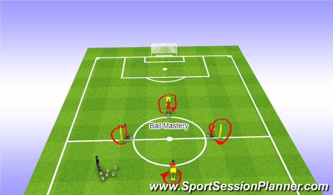 Football/Soccer Session Plan Drill (Colour): warm up-ball manipulation