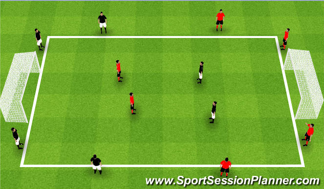 Football/Soccer Session Plan Drill (Colour): Teams of 6 - 2v2