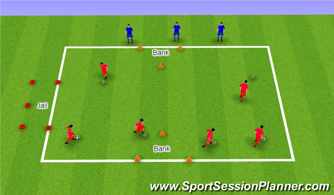 Football/Soccer Session Plan Drill (Colour): Cops and Robbers