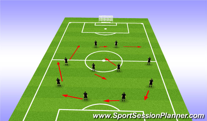 Football/Soccer Session Plan Drill (Colour): Tranistioning 4-4-2 to 3-4-3 Left Side