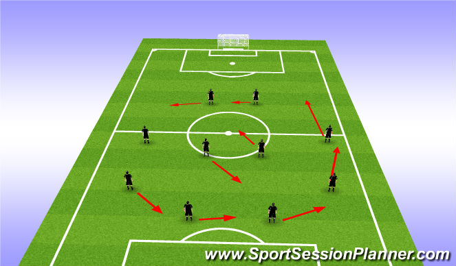 Football/Soccer Session Plan Drill (Colour): Tranistioning 4-4-2 to 3-4-3 Right Side