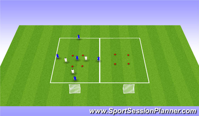 Football/Soccer Session Plan Drill (Colour): 5v3 Rondos with central zone