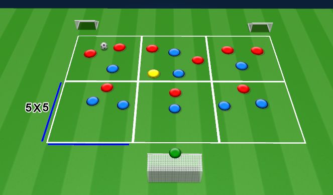 Football/Soccer Session Plan Drill (Colour): Positionsspiel – Blau verteidigt, Rot im Ballbesitz