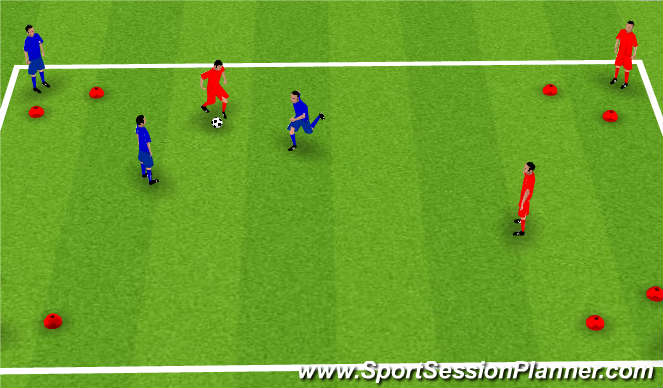 Football/Soccer Session Plan Drill (Colour): 2v2 to Diagonal Gates