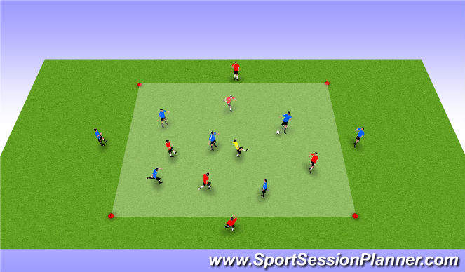 Football/Soccer Session Plan Drill (Colour): 5v5+1 to Targets bi-directional