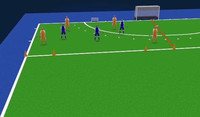 Hockey Session Plan Drill (Colour): OEF B Kom in het klein