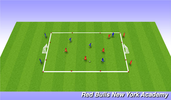 Football/Soccer Session Plan Drill (Colour): Conditioned Game- 1 v. 1 matchups