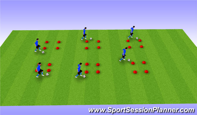 Fútbol Ejercicio del Plan de Sesiones (Color): BeastMode - Four Cone Drill