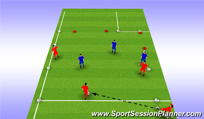 Football/Soccer Session Plan Drill (Colour): Defending wide areas, function