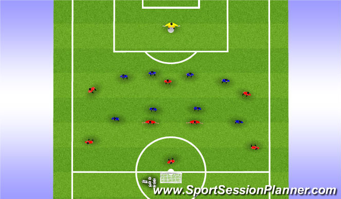 Football/Soccer Session Plan Drill (Colour): Defending wide areas - SSG 1-4-4 v 2-3-3