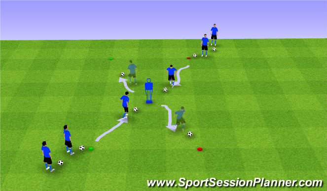 Football/Soccer Session Plan Drill (Colour): Dribbling 20