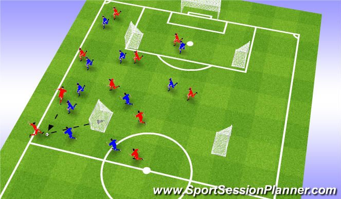 Football/Soccer Session Plan Drill (Colour): 4 Goals