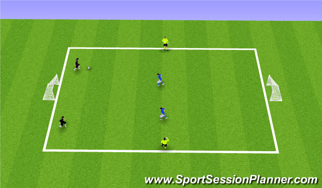 Football/Soccer Session Plan Drill (Colour): 3v3 Arrival Game / 2v2 +@N