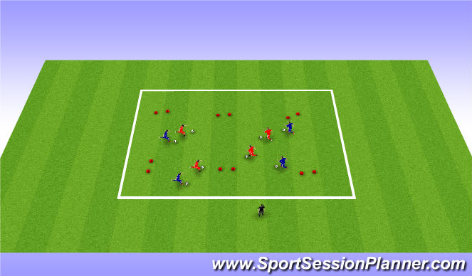 Football/Soccer Session Plan Drill (Colour): Warm up Dribbling