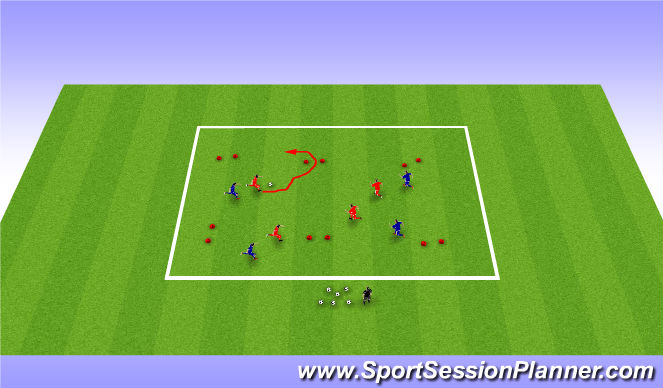 Football/Soccer Session Plan Drill (Colour): Dribble gate Goals