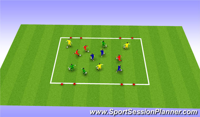 Football/Soccer Session Plan Drill (Colour): Dribbling warm up