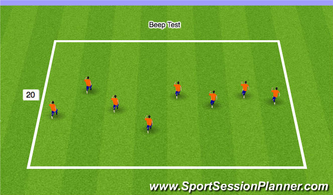 Football/Soccer Session Plan Drill (Colour): Stage 2 - Beep Test