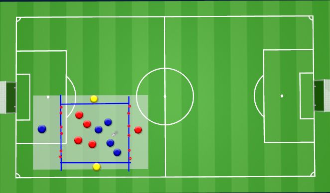 Football/Soccer Session Plan Drill (Colour): Using width to switch play and hit 9