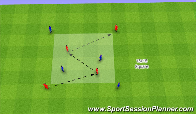 Football/Soccer Session Plan Drill (Colour): 2vs2+4
