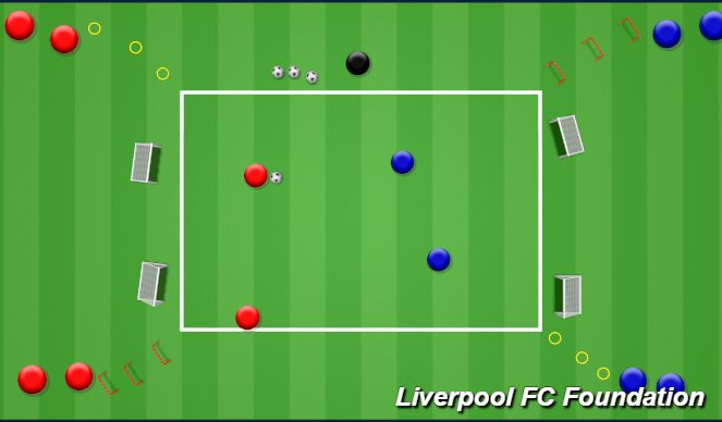 Football/Soccer Session Plan Drill (Colour): 2v2 SAQ to finish 