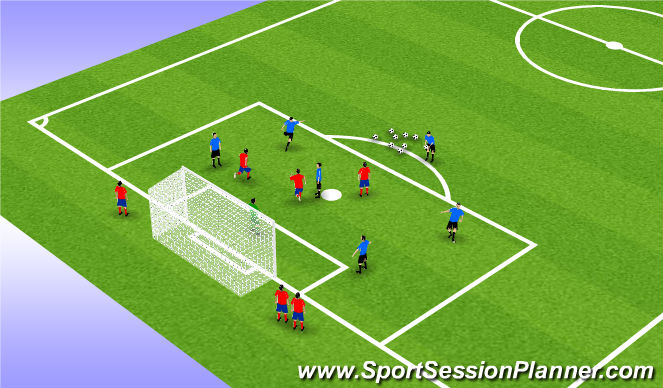 Football/Soccer Session Plan Drill (Colour): 5v3 Finishing