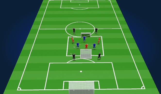 Football/Soccer Session Plan Drill (Colour): Find the highest free player - 3v3 + 4